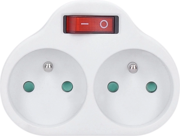 Solight multiprise à brancher sur prise avec interrupteur, 2 prises, blanche