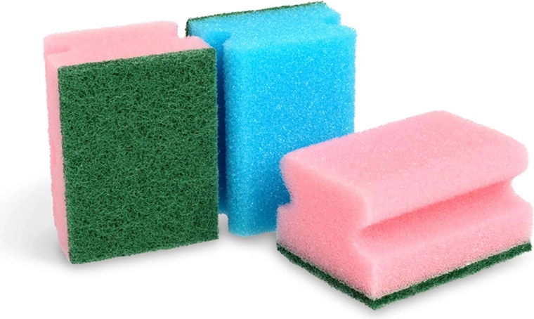 Éponge à vaisselle façonnée 9,5 × 7 × 4,5 cm, assortiment de couleurs, 3 pcs