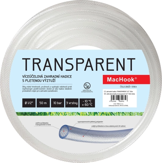 Tuyau de jardin Transparent 1/2", 50 m, blanc