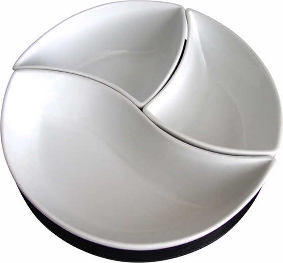 Set de service de bols en céramique avec plateau tournant en bois Toro Vlnka