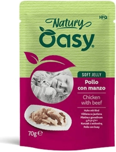 Oasy Natury sachet Soft Jelly poulet avec bœuf 70 g