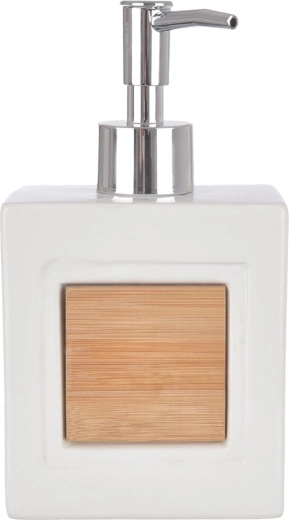 Distributeur de savon liquide en dolomite avec élément en bambou 350 ml