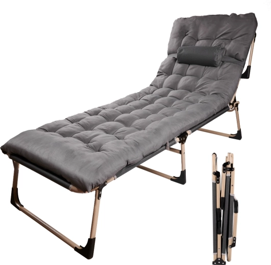 Lit de camp pliant de randonnée Luaro avec matelas 193 cm gris clair