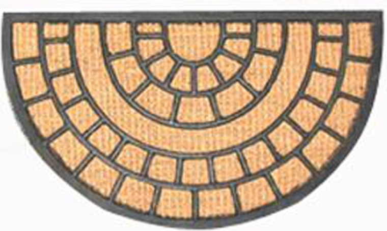 Paillasson demi-cercle en coco et caoutchouc 40 × 70 cm