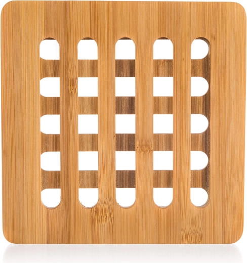 Dessous de plat en bambou pour plats chauds 16 × 16 cm BRILLANTE
