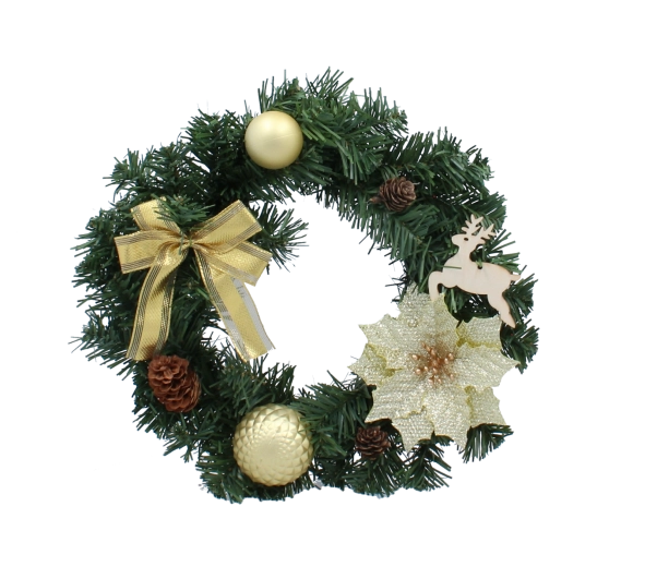 Couronne de Noël dorée 30 cm