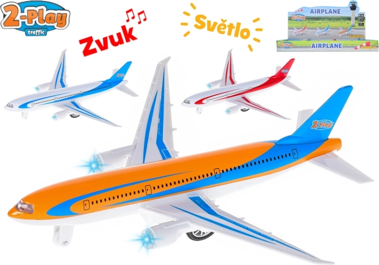 Avion de ligne en métal 2-Play 18,5 cm avec lumière et son