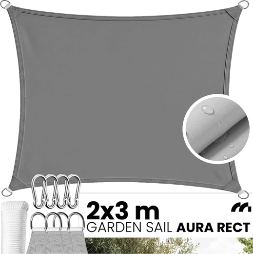 AURA voile d’ombrage rectangulaire 2 × 3 m grise