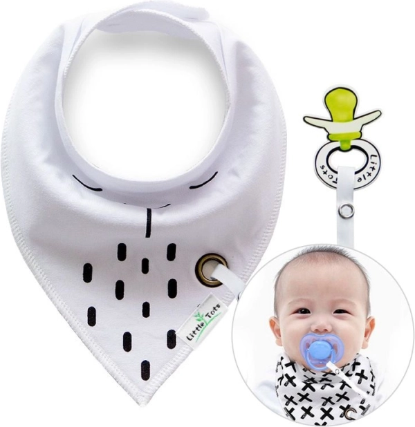 Bavoir avec attache-sucette – blanc