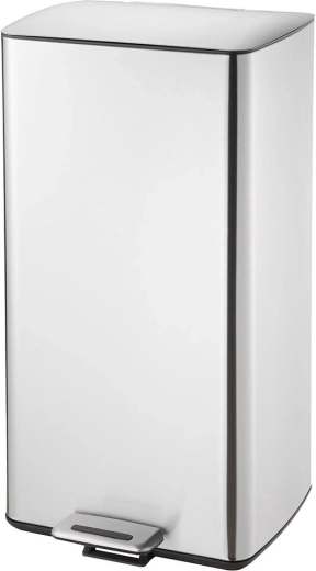 Poubelle à pédale 30 L inox carrée avec seau intérieur en plastique