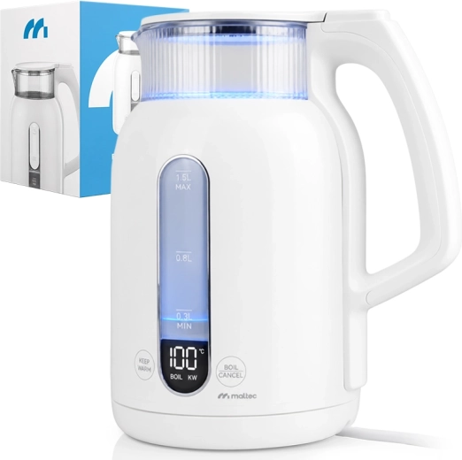 Bouilloire électrique MalTec avec réglage de la température 1,5 l