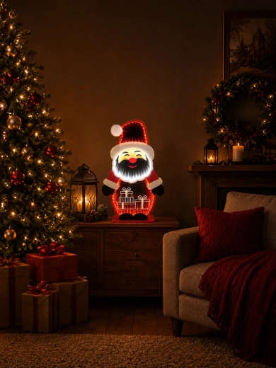 Décoration de Noël 3D Santa Claus avec effet infinity miroir LED 21,6 × 8 × 37,3 cm - 1 pièce