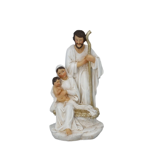 Figurine de Noël – Sainte Famille avec détails dorés