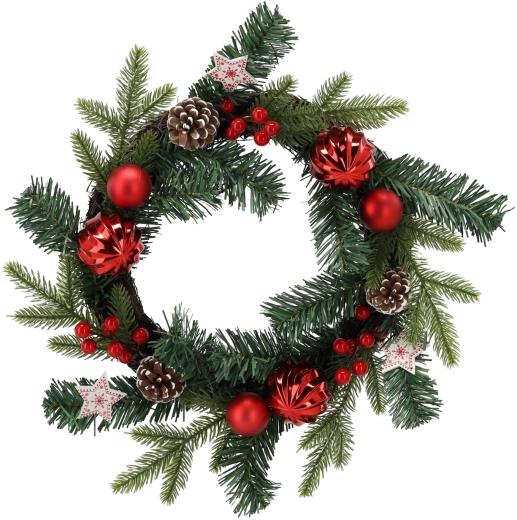 Couronne de Noël blanche et rouge 40 cm