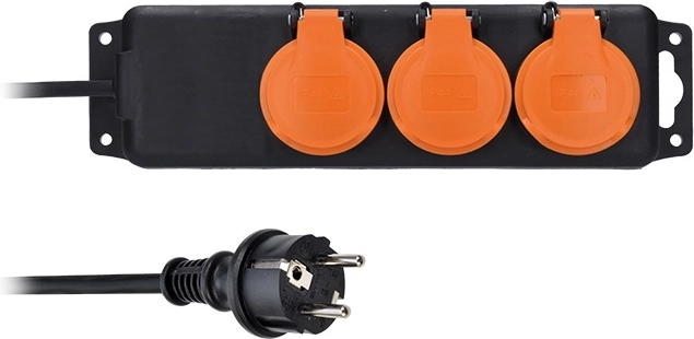 Solight rallonge extérieure IP44 avec 3 prises et câble en caoutchouc 10 m