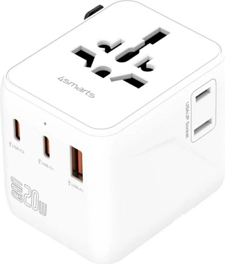 Adaptateur de voyage 20W GaN NOMAD avec 2x USB‑C et 1x USB‑A