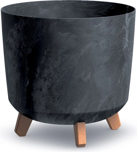 Cache-pot Gracia Tubus effet béton, anthracite 29,8 cm avec système d’arrosage