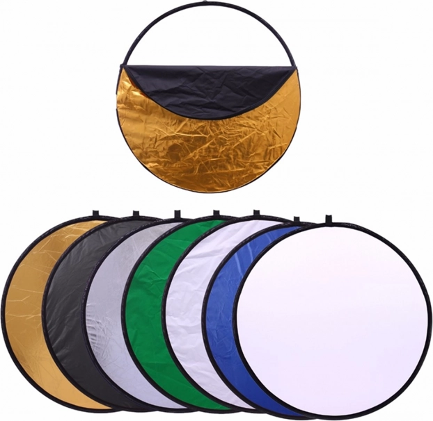 Réflecteur photo pliable 7 en 1, rond 60 cm avec diffuseur