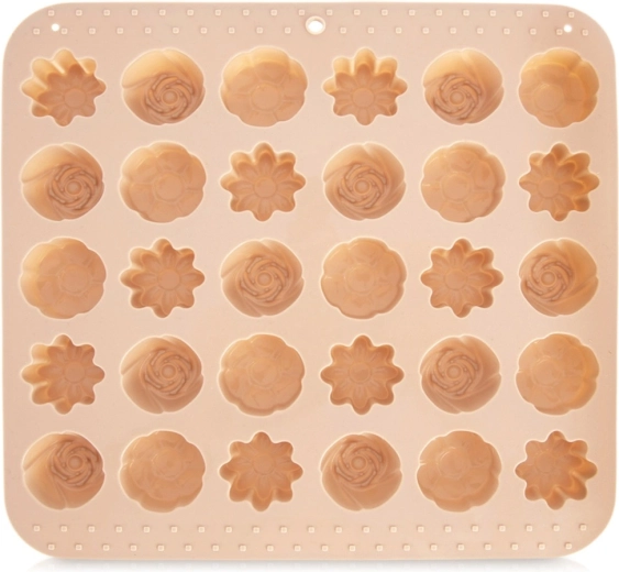Moule en silicone pour biscuits et pralines fleurs 21,5 × 20 × 2 cm, beige