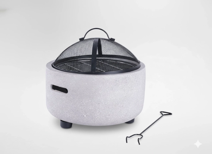 Brasero de jardin avec couvercle et tisonnier 43 × 43 × 38,5 cm