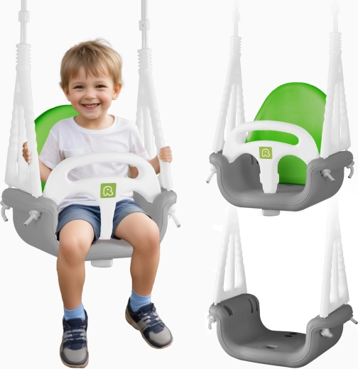 Houpaire oscillante pour enfants Ricokids Éléphant 3-en-1 gris-vert