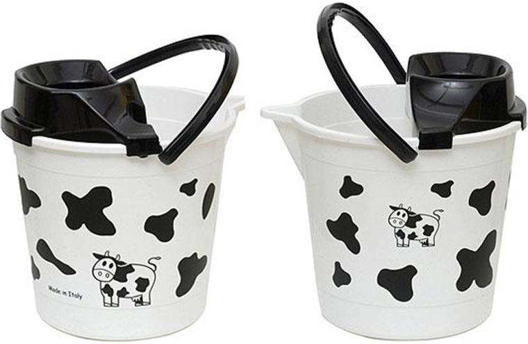 Seau en plastique avec essoreur 12 l motif vache
