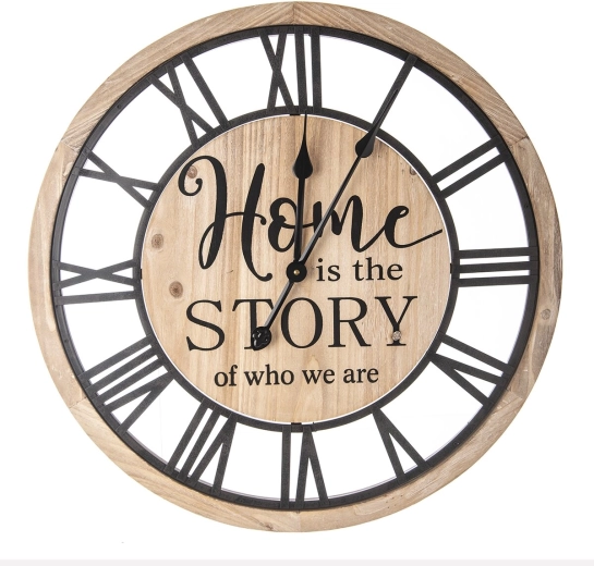 Horloge murale Home 60 cm en bois et métal