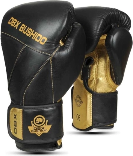 Gants de boxe DBX Bushido en cuir naturel B-2v14