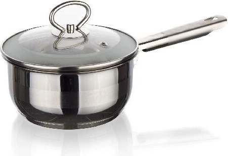 Casserole en acier inoxydable 14 cm avec couvercle en verre MATTE New Line, 0,9 l, compatible induction