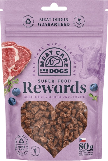 Meat Care Rewards friandises pour chiens – bœuf aux myrtilles et au thym 80 g