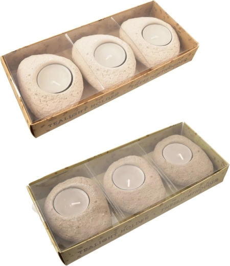 Lot de bougeoirs en ciment avec bougies, 3 pièces