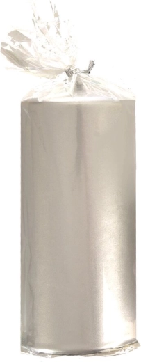 Bougie cylindrique argentée métallisée 7 × 14 cm