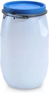 Fût plastique 220 l avec couvercle à cerclage