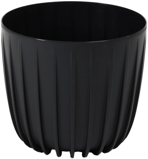 Cache-pot bas Mira 24 cm – noir, avec insert
