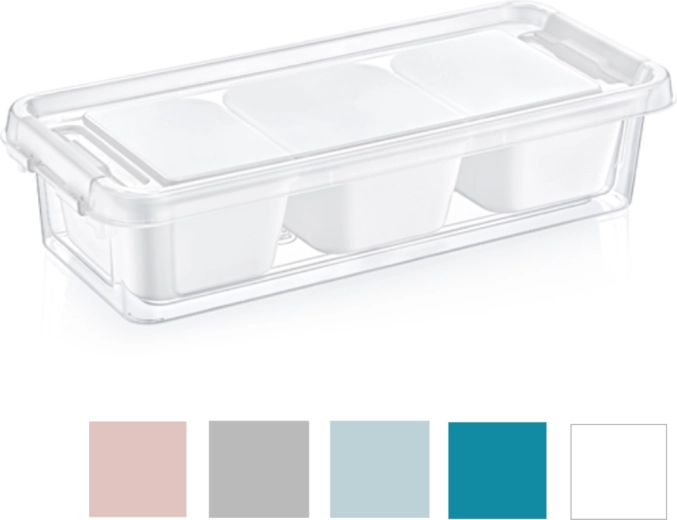 Organisateur rectangulaire de cuisine 1,2 l avec 3 compartiments