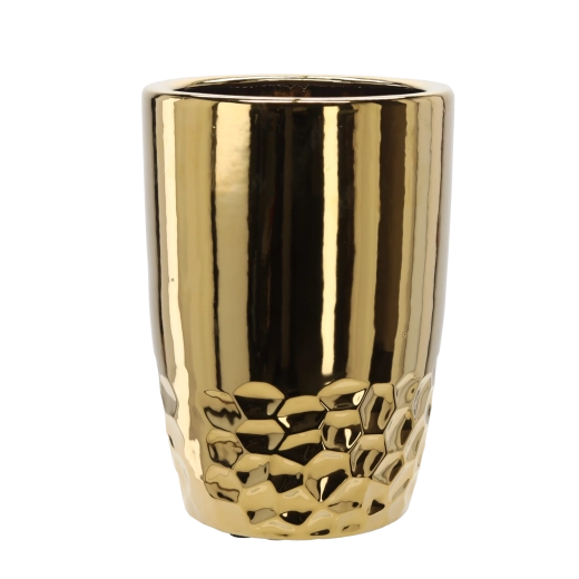 Cache-pot en céramique 30,5 × 30,5 × 42,5 cm doré