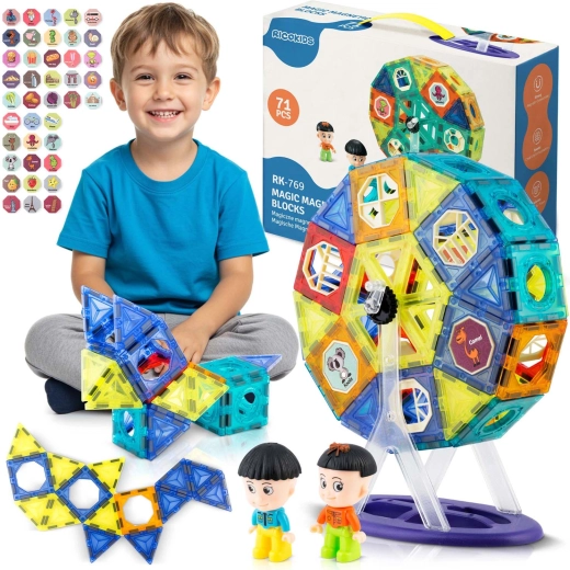 Jeu de construction magnétique avec grande roue Ricokids