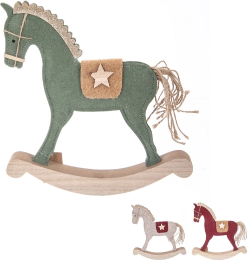 Décoration de Noël cheval en bois et feutre 28 × 3 × 30 cm (3 variantes)
