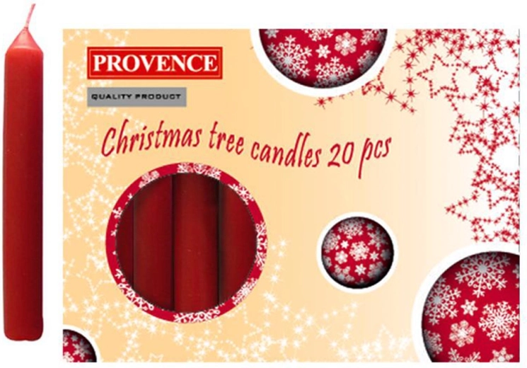 Bougies de Noël Provence 10 cm, rouges, 20 pcs
