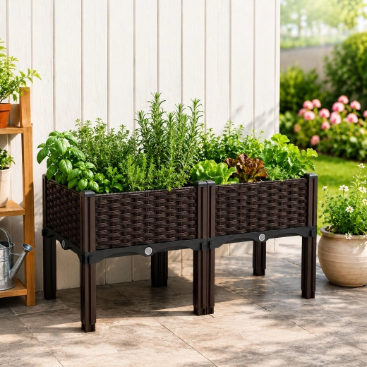 Jardinière surélevée modulaire 80 × 40 × 38 cm, marron