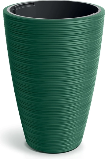 Cache-pot en plastique Venas Round avec insert, vert foncé, 30 cm