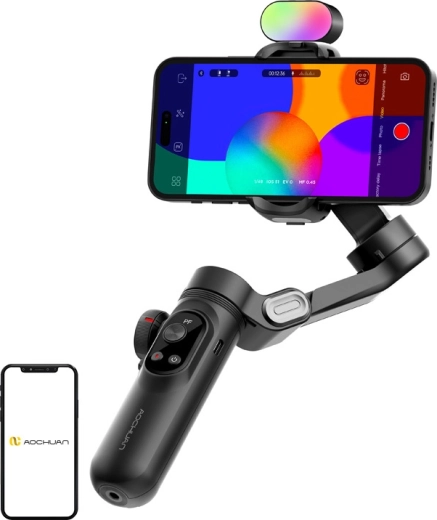 Aochuan Smart X Pro – stabilisateur 3 axes pour mobile avec lumière RGB, noir