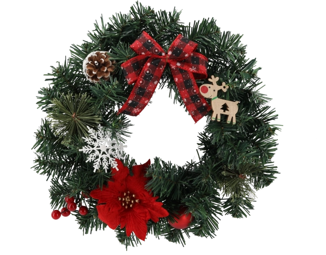 Couronne de Noël avec poinsettia rouge 30 cm