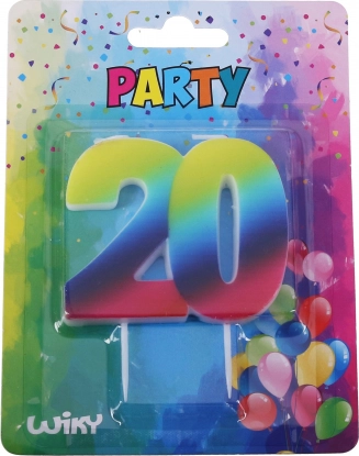 Bougie de fête Arc-en-ciel numéro 20