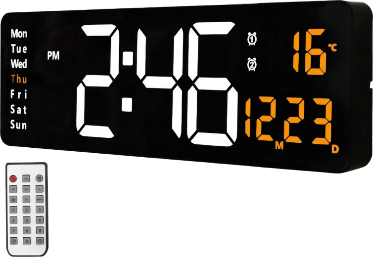 Horloge murale numérique LED XXL 39 cm RENEW FORCE avec télécommande