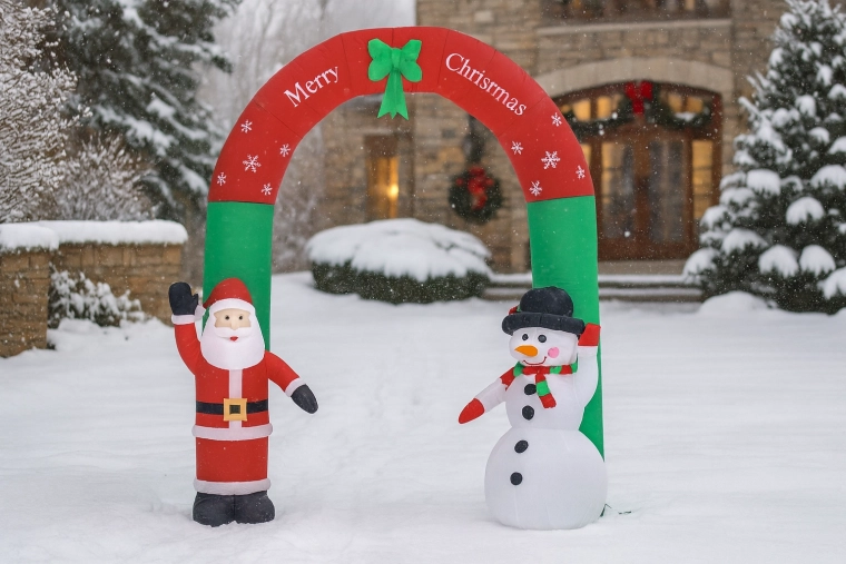 Arche de Noël gonflable avec Saint Nicolas et bonhomme de neige LED 240 cm