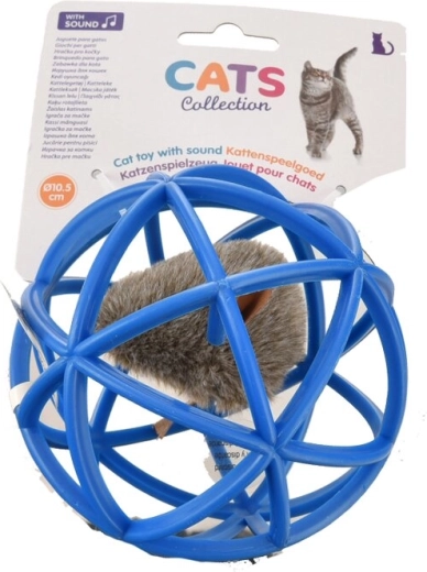 Jouet pour chats : balle avec souris, 11 cm