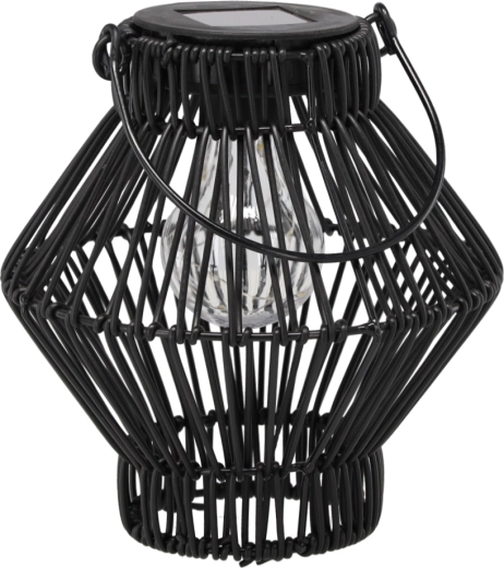 Lanterne solaire en métal noire 19 cm avec LED