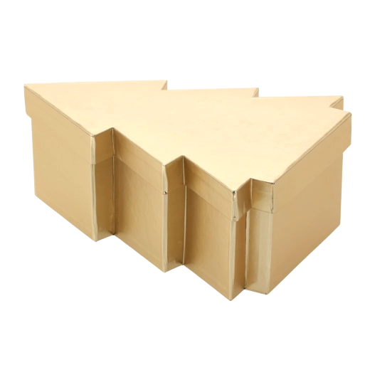 Boîte cadeau de Noël en forme de sapin dorée 28 × 22 × 10,5 cm - 1 pièce
