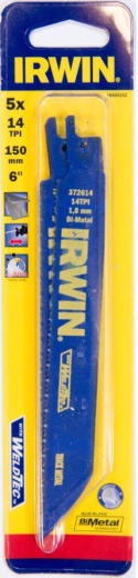 Lame de scie sabre pour métal 150 mm 14 TPI IRWIN (lot de 5)